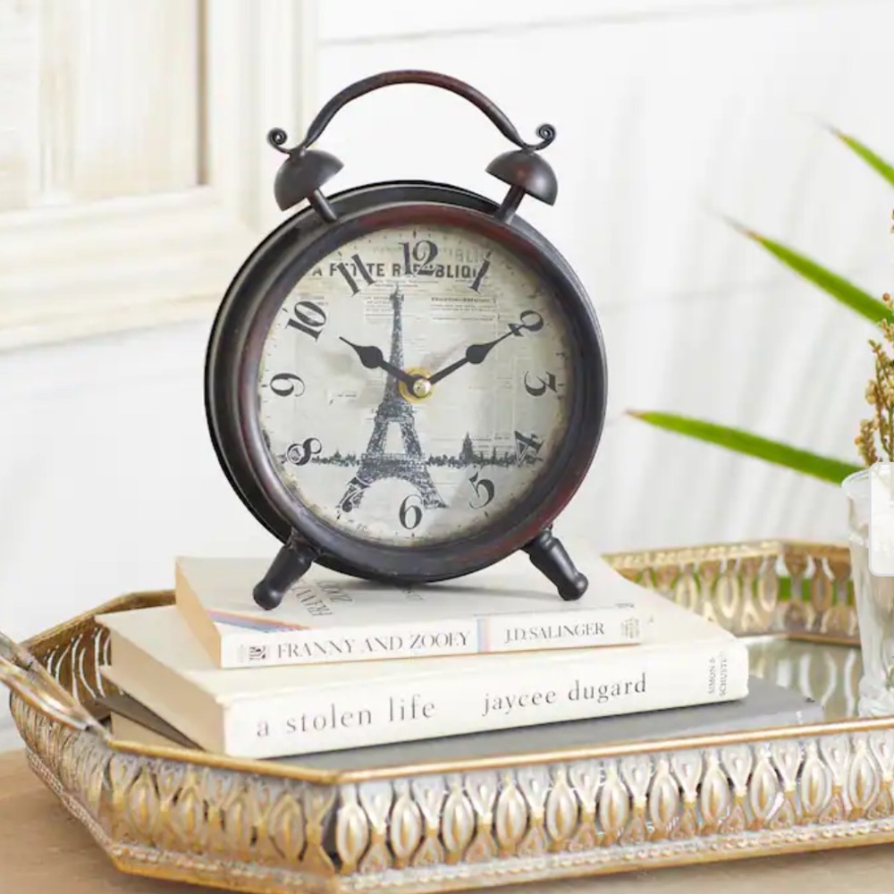 Black Metal Eiffel Tower Clock